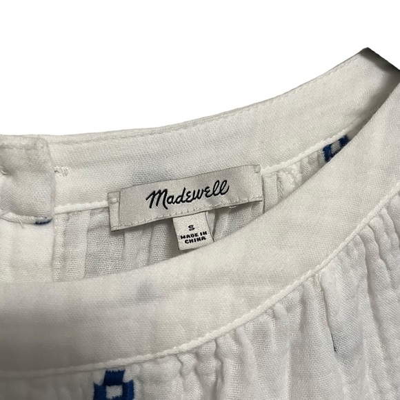 Madewell Embroidered Lightspun Wide Neck Cuffed Sleeve Top - Picture 9 of 11